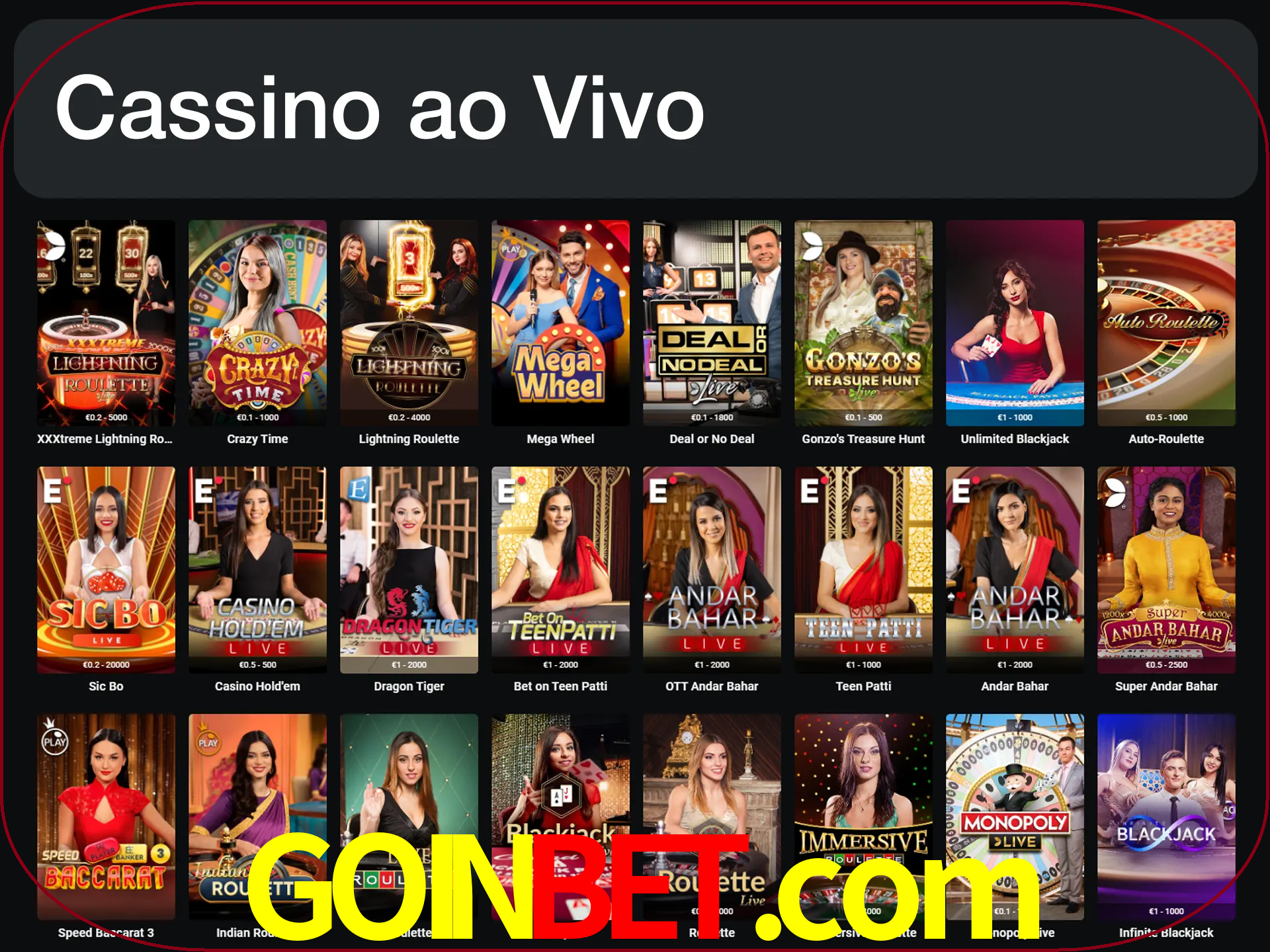 Jogue jogos de cassino com um verdadeiro dealer.